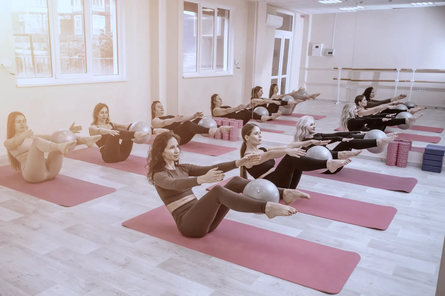 A mat class in progress at Ringmer Village Hall